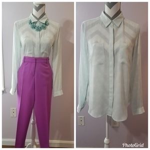 Loft Pastel Blue Polka Dot Blouse